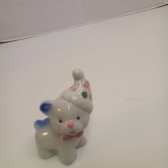 Ceramic Teddy Bear Party Hat Vintage Cute 3" Tall Home Decor - Picture 8 of 11
